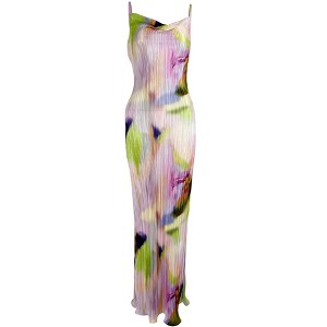 Womens Pleated Maxi Dress with Fishtail Hem Cowl Neck Sunset Dress Multicolored Plisse Dress Stretchy Bodycon Summer Wedding Guset Dress - 1 of 4