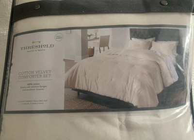 Full/queen Cotton Velvet Comforter & Sham Set Green - Threshold™ : Target