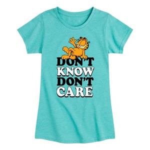 Girls' - Garfield - Don't Know Don't Care Fitted Short Sleeve Graphic T-Shirt - 1 of 4