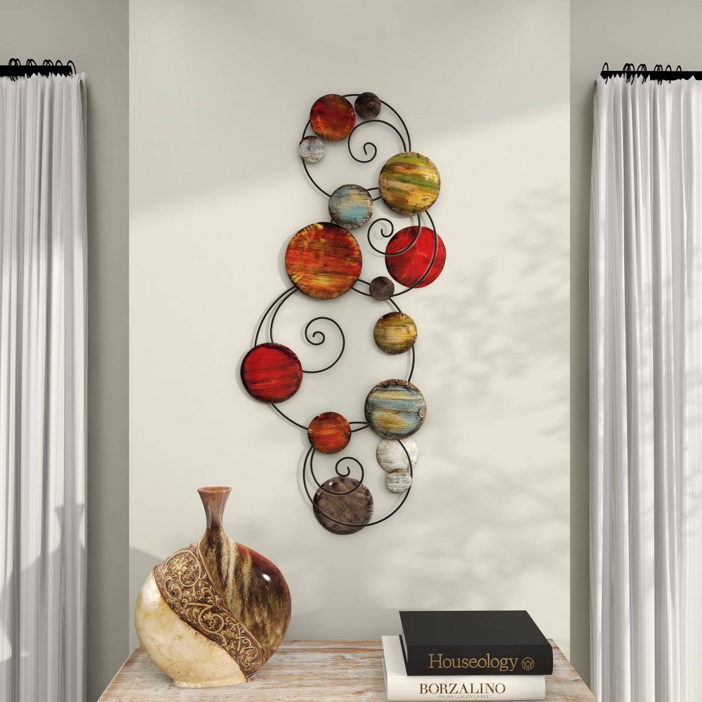 Photos - Wallpaper Metal Plate Embossed Wall Decor with Scroll Frame - Olivia & May