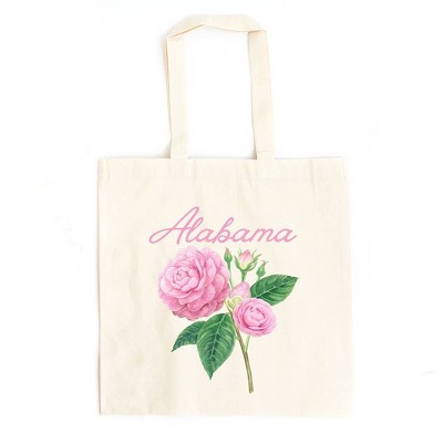 City Creek Prints Alabama Flower Colorful Canvas Tote Bag - 15x16 - Natural