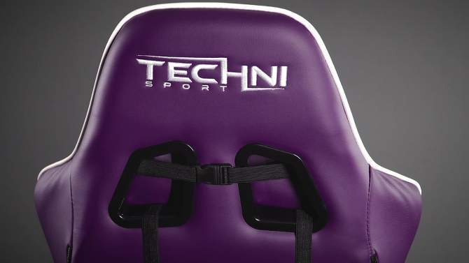 Ergonomic High Back Racer Style Video Gaming Chair Purple/White - Techni Sport, 2 of 14, play video
