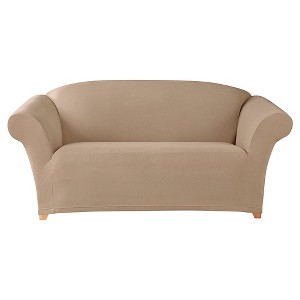 Stretch Twill Loveseat Slipcover Taupe - Sure Fit, Brown