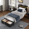 Twin Bed Frame with Wood Headboard Metal Platform Bed with 2 Storage Drawers Shelf Built-in Charging Station LED Lights No Box Spring Needed Black - 4 of 4