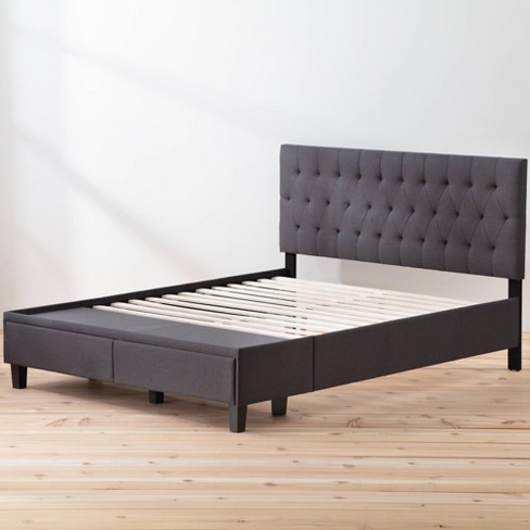 Queen Anna Upholstered Bed With Drawers, Charcoal Queen Bed Frame With Storage