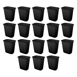 Sterilite 9 Gallon Rectangular Wastebasket Easy to Clean Open Top Durable Home Kitchen Trash Bin, Fits 13 Gallon Liner, 18 Pack, Black - 1 of 4