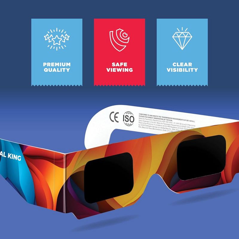 Solar Eclipse Glasses 2 pack - 2024 CE and ISO Certified 2024 Multicolor Safe Shades for Direct Sun Viewing - MedicalKingUsa, 5 of 7