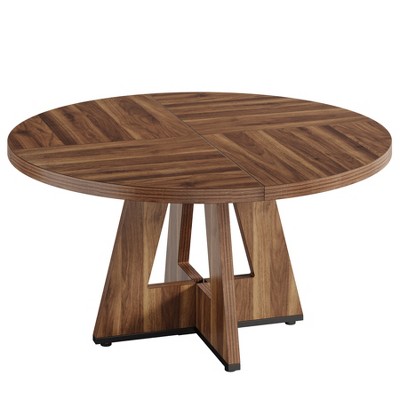 Maliang 47" Round Farmhouse Dining Table for 4 People
