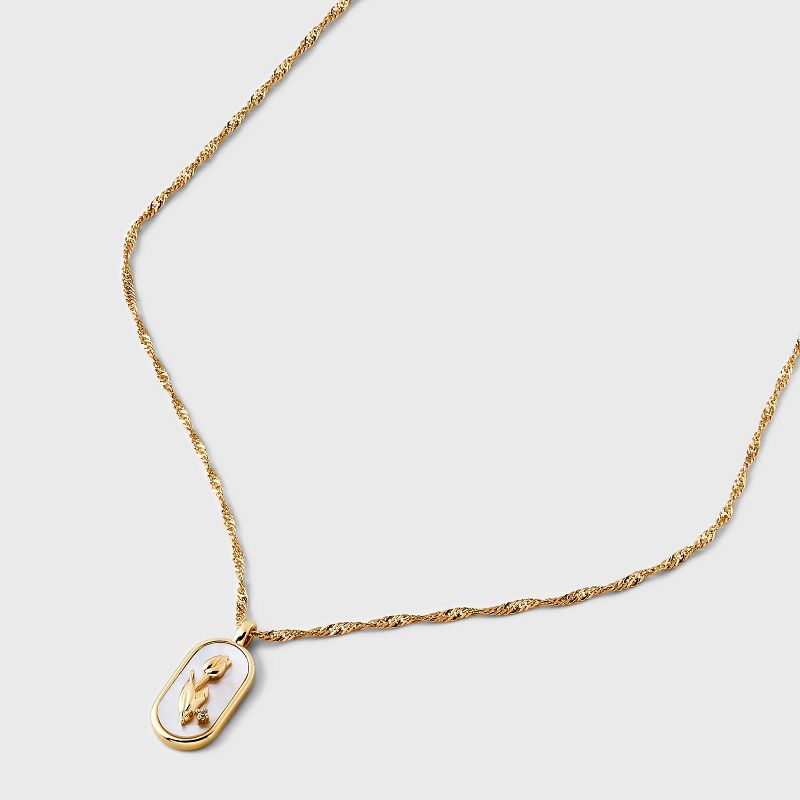 14K Gold Dipped Tulip Mother of Pearl Tag Necklace - A New Day&#8482; Gold, 5 of 6