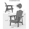 EROMMY Adirondack Chair - Durable HDPE Poly Lumber, Oversized Balcony Porch Patio Outdoor Chair,Gray - 2 of 4