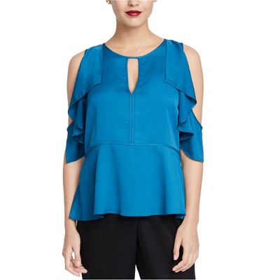 Rachel Roy Womens Ruffled Cold Shoulder Blouse