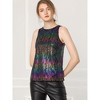 INSPIRE CHIC Women's Party Shiny Sleeveless Keyhole Back Club Metallic Tank Top - 4 of 4