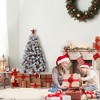 Christmas Tree, Prelit Artificial Christmas Tree w/ Warm White Lights, Flocked Material, Metal Hinges, Foldable Stand, on/Off Foot Pedal - 4 of 4