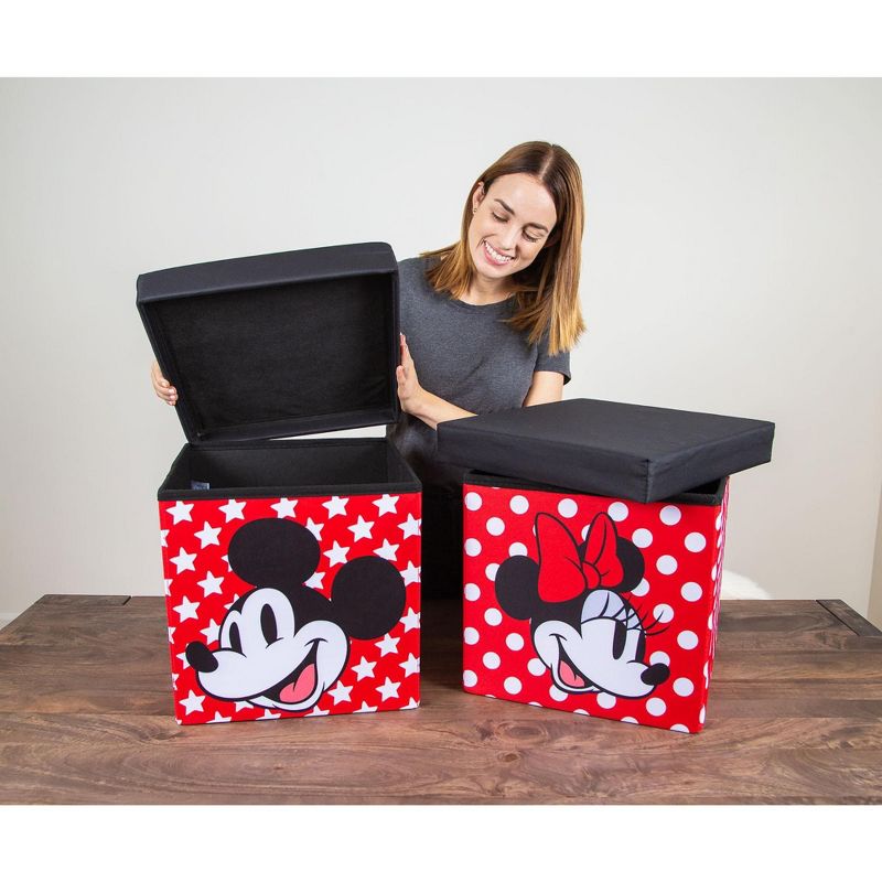 Ukonic Disney Mickey & Minnie 15-Inch Storage Bin Cube Organizers with Lids | Set of 2, 4 of 8