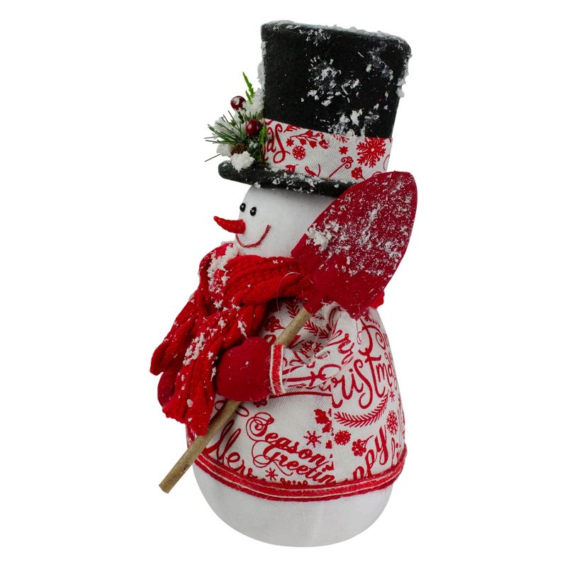 Northlight 12.5" White and Red Standing Snowman with Shovel Table Top Christmas Decoration, 4 of 6