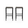 Coolbibila 30'' H Outdoor Height Bar Stools Set of 2,Modern Industrial Acacia Slat Seat Backless Bar stool,Metal Frame Bar Stools with Footrest - 3 of 4