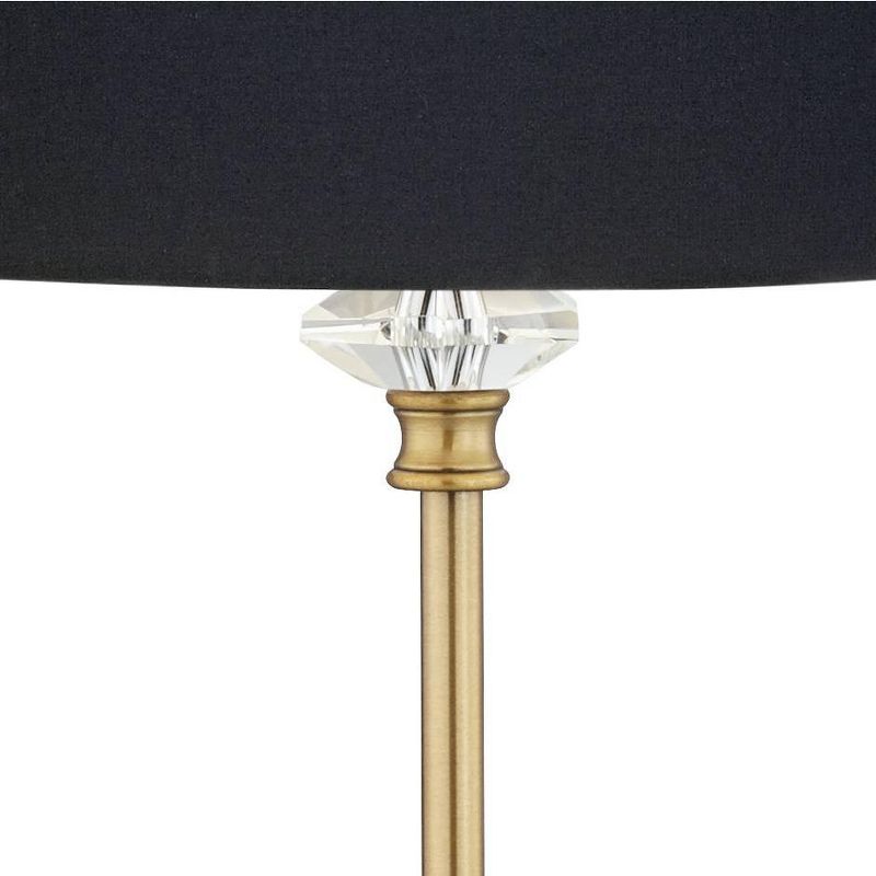 Regency Hill Julia 29 1/2" Tall Skinny Buffet Glam Luxe End Table Lamp Gold Finish Metal Crystal Single Black Shade Living Room Bedroom Bedside, 3 of 7