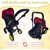 Baby Doll Car Seat Stroller Combo - Convertible 2 in 1 Doll Stroller and Car Seat for Kids with Adjustable Handle for Girls - 2 of 4