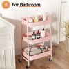 ChicFurnit Kitchen Carts and Islands 3 Tier Small Rolling Cart Universal Storage Mobile Utility Cart for Kitchen, Pink, 17.4"*31"*12" - 3 of 4