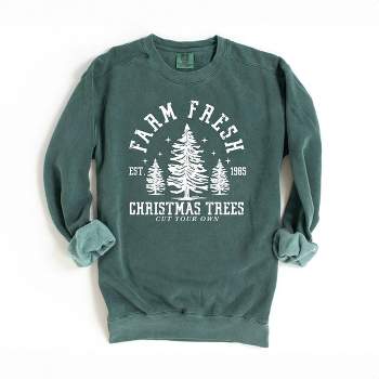 Hanes Women's Holiday Sweatshirt, Garment Dyed, Farm Fresh Trees