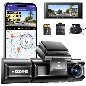 AZDOME M550 Max 4K 3 Channel Dash Cam, Dual STARVIS Sensors, 4K+2.5K+1080P Front and Rear Inside Triple Car Camera - 1 of 4