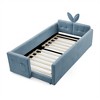 Vynxaria Twin Size Upholstered Platform Bed with Adorable Rabbit Ear Headboard & Safety Rail - 4 of 4