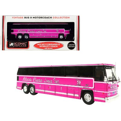 1980 MCI MC-9 Crusader II Intercity Coach Bus Pink "Allstate Charter Lines Inc." 1/87 (HO) Diecast Model by Iconic Replicas