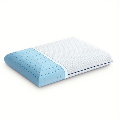 Runesay Gel White Memory Foam Pillow Dual-Sided Washabler Pillowcase, Ventilated Breathable Foam Pillow