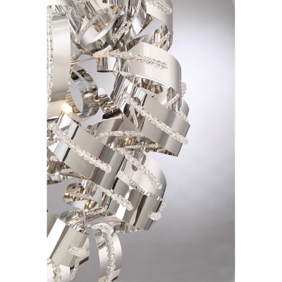 Polished Chrome Globe Pendant with Crystal Incandescence