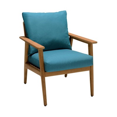 Eve Outdoor Teak Wood Chair - Teal - Armen Living