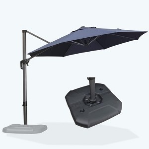 PURPLE LEAF Cantilever Umbrella Round Outdoor Patio Umbrella Aluminum Umbrella with 360°Rotation Adjustable Umbrella With Base - 1 of 4