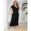 Clearlove Plus Size Loose Jumpsuits for Women Casual Wide Leg Pants Floral Jumpsuits Short Sleeve One Piece Outfit - 3 of 4