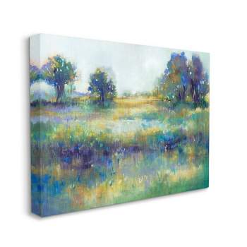 Stupell Industries Wetland Watercolor Landscape Abstract Blue Green Painting