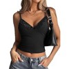 Women's Deep Back Lace Bralette Top Cami with Adjustable Straps - 3 of 4