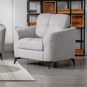 Woven Fabric Chair with Tufted Cushion, Pocket Coil Seating and Metal Legs for Living Room - 1 of 4