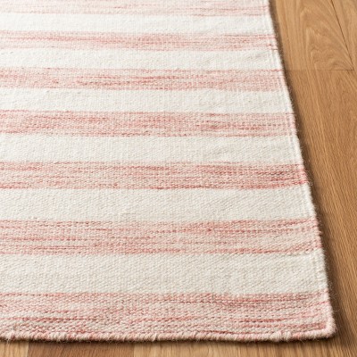 Off-White and Rust Wool Flat Woven 4' x 6' Area Rug