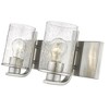 Beckett 2-Light Vanity Light - Dimmable Steel Fixture with Clear Seedy Glass Shades - 3 of 4