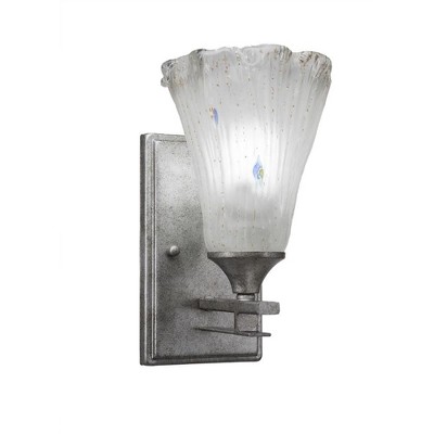 Toltec Lighting Uptowne 1 - Light Sconce in  Aged Silver with 5.5" Fluted Frosted Crystal Shade