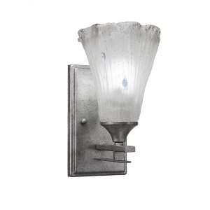 Toltec Lighting Uptowne 1 - Light Sconce in  Aged Silver with 5.5" Fluted Frosted Crystal Shade - 1 of 1