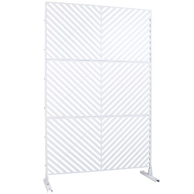 Grungis 76" H×48" W Freestanding Privacy Fence with Diagonal Striped Herringbone Shape,Outdoor Privacy Screen for Balcony,Patio,Garden