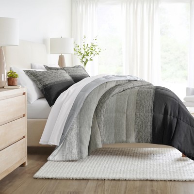 Ombre Reversible Soft Comforter Sets, Down Alternative, Easy Care, Geometric Pattern - Becky Cameron