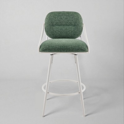 Art Leon Comfortable Fabric Mid-century Modern Swivel Barstool with Wood Back and Metal Frame
