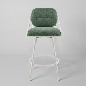 Art Leon Comfortable Fabric Mid-century Modern Swivel Barstool with Wood Back and Metal Frame - 1 of 4