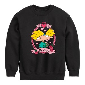 Boys' - Hey Arnold! - Valentine's My Love Graphic Long Sleeve Fleece Sweatshirt - 1 of 4