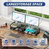 Simple Trending 2-Tier Monitor Stand Riser, Glass Metal Computer Desk Organizer with Drawer for Laptop, iMac, Black - 4 of 4