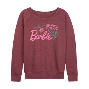 Women's - Barbie - Easter Lightweight French Terry Wide Neck Long Sleeve Shirt - 1 of 4