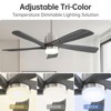 Sofucor 52 inch Ceiling Fan Lights Kit Remote Modern Smart Ceiling Fan Work with Alexa APP, Indoor Outdoor Ceiling Fan with 3 Downrods - 4 of 4