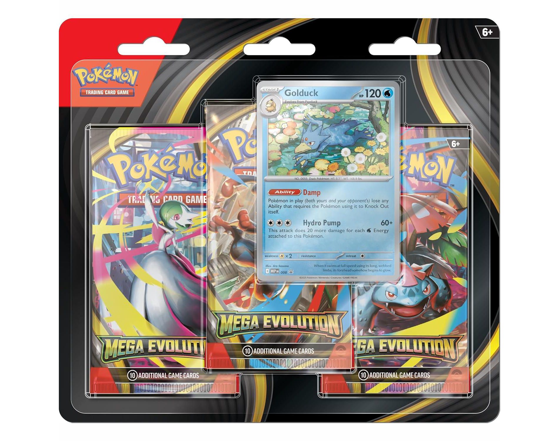Pokemon TCG: Mega Evolution Three-Booster Blister Pack - Golduck