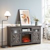 60" Modern Farmhouse TV Media Stand with 2 Doors Cabinet and 18" Electric Fireplace Insert, Large Barn-Style Entertainment Console for Living Room - 3 of 4