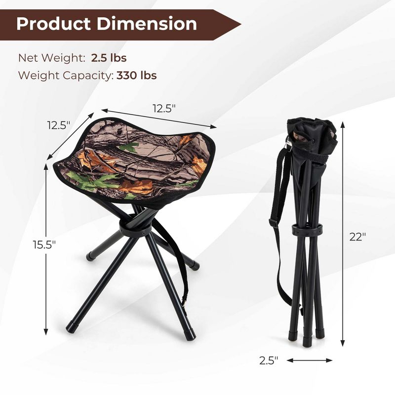 Costway 2 Pack Folding Hunting Stool Lightweight Foldable Outdoor Stool Seat, 5 of 11
